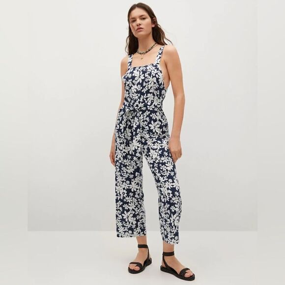 Mango Floral Printed Jumpsuit Belted Viscose - Picture 2 of 7